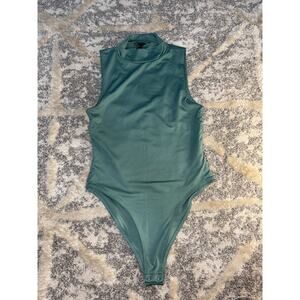 Forever 21 sage/teal mock turtleneck sleeveless bodysuit women's size small